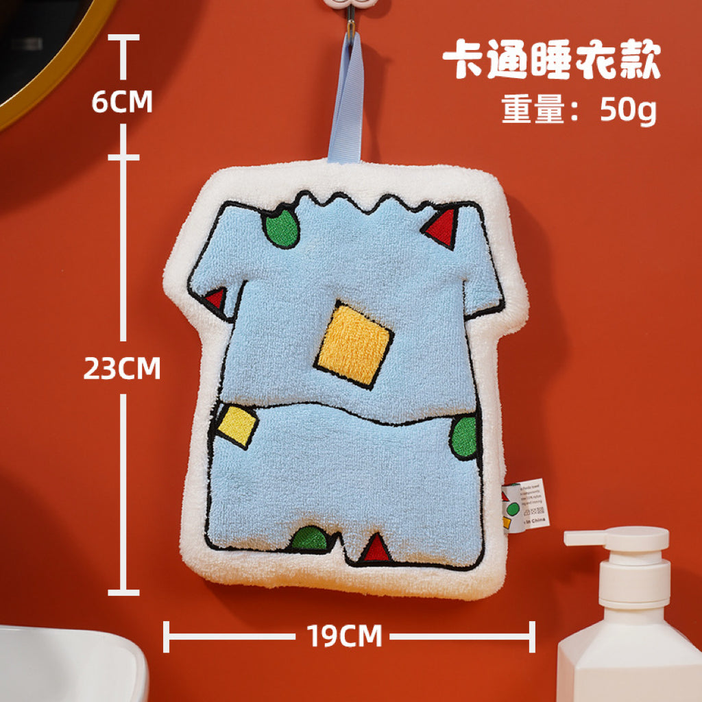 Cartoon Outfit Hanging Hand Towel | Anime-Inspired Thick Coral Fleece, Fun Gift