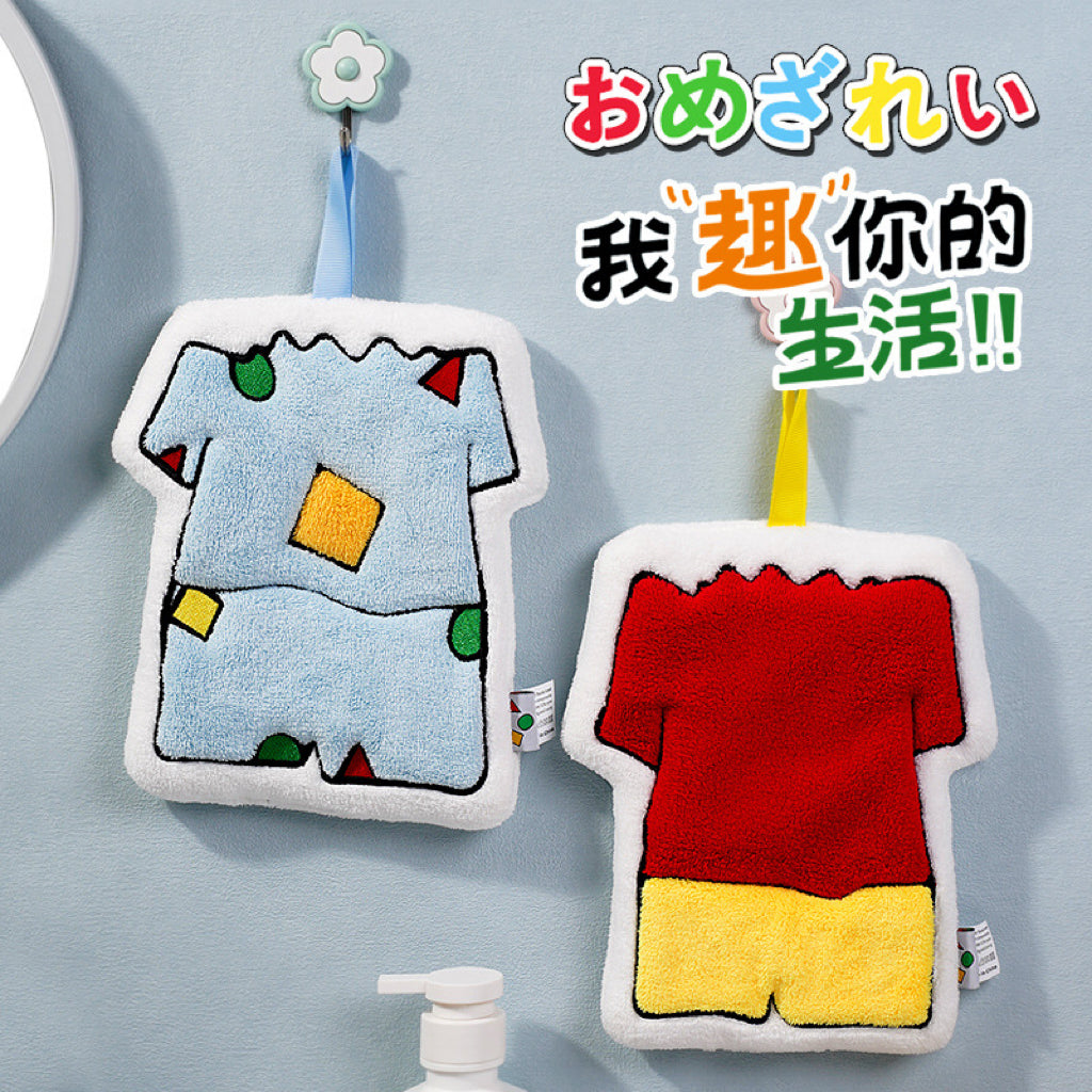 Cartoon Outfit Hanging Hand Towel | Anime-Inspired Thick Coral Fleece, Fun Gift