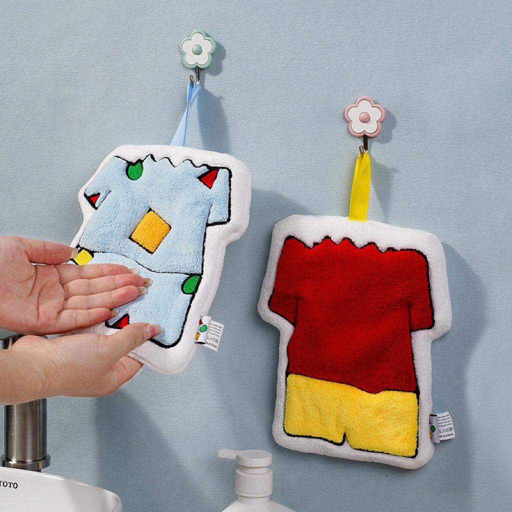 Cartoon Outfit Hanging Hand Towel | Anime-Inspired Thick Coral Fleece, Fun Gift