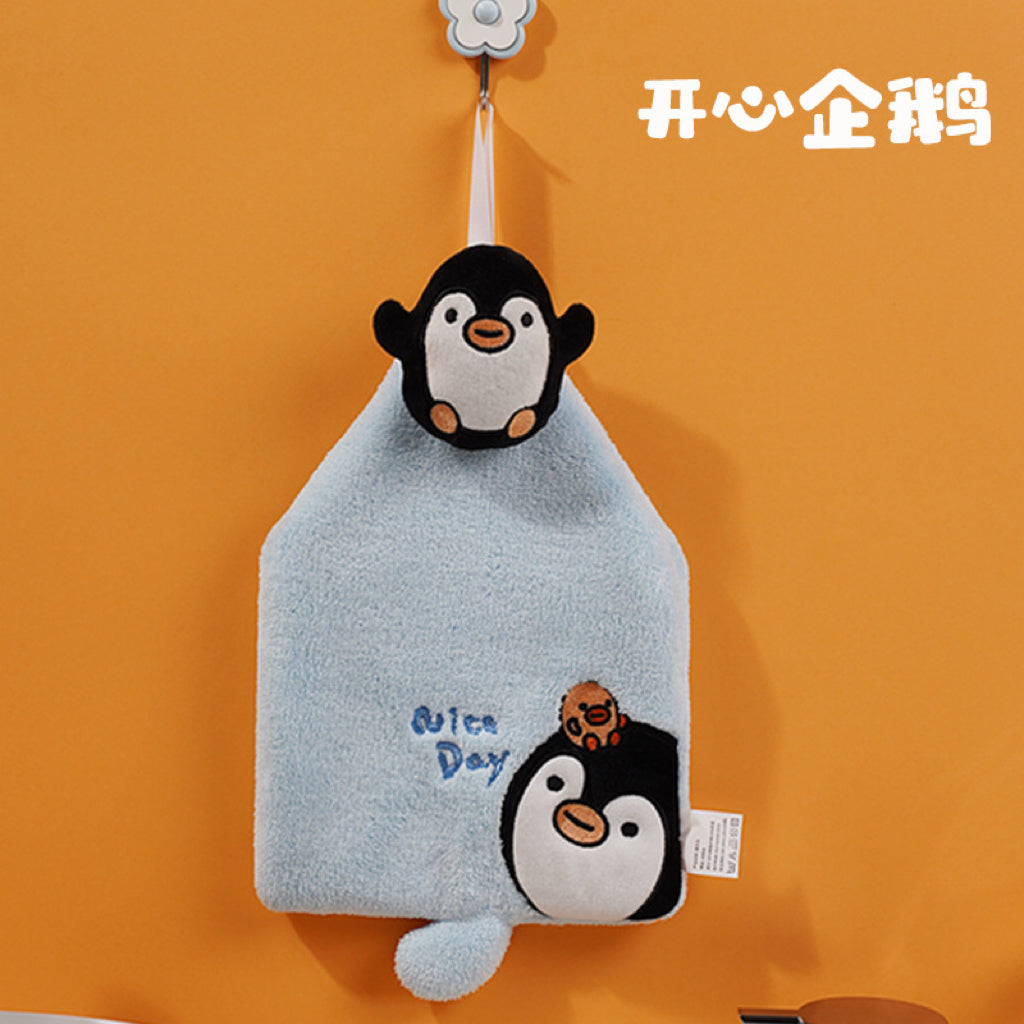Mini Animal Squad Hanging Hand Towel | 6 Cute Designs, Compact Coral Fleece Gift