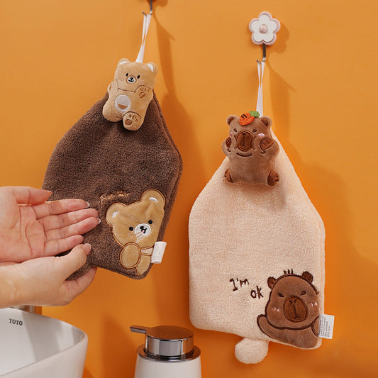 Mini Animal Squad Hanging Hand Towel | 6 Cute Designs, Compact Coral Fleece Gift