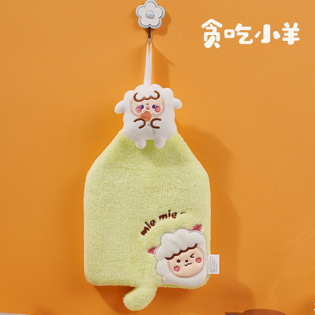 Mini Animal Squad Hanging Hand Towel | 6 Cute Designs, Compact Coral Fleece Gift