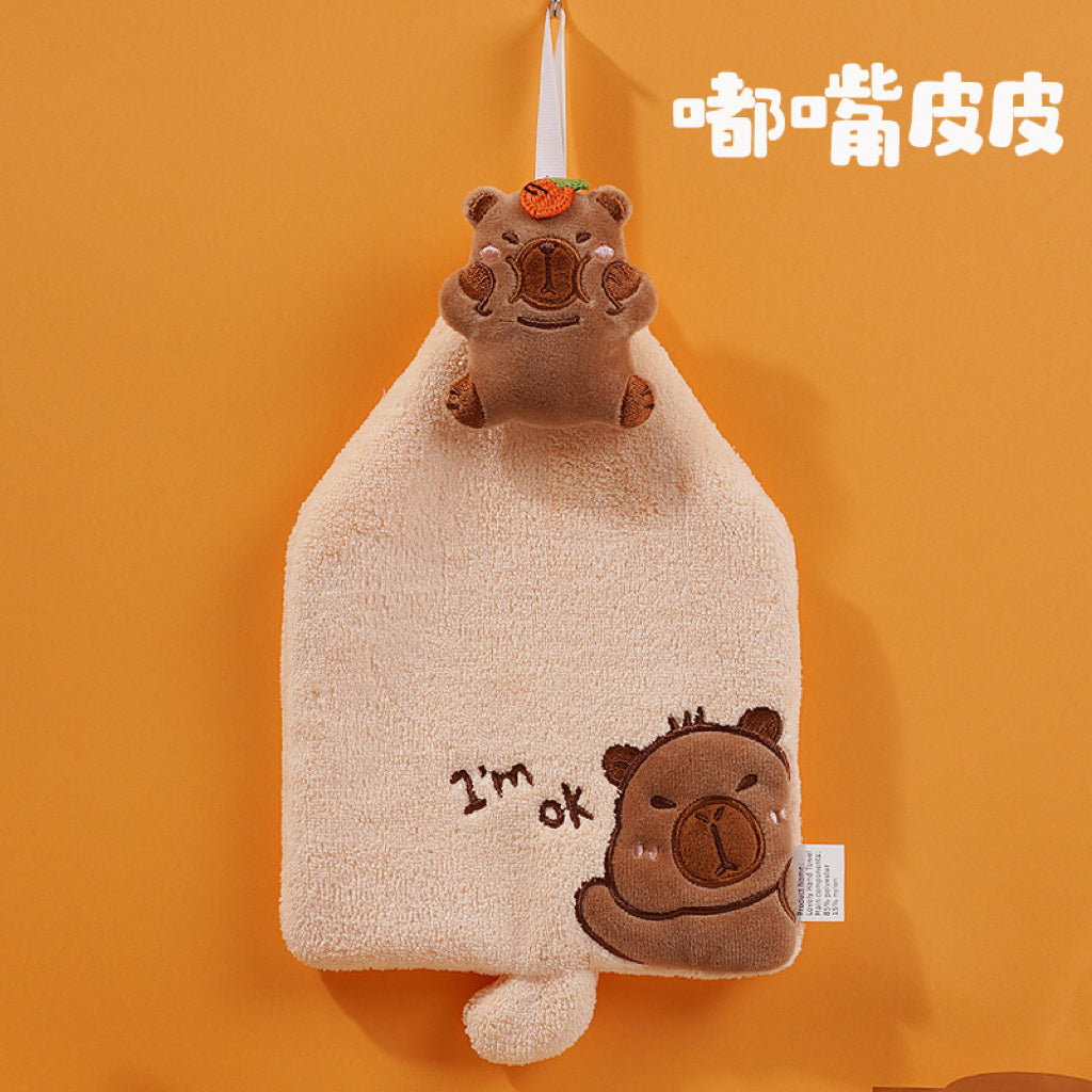 Mini Animal Squad Hanging Hand Towel | 6 Cute Designs, Compact Coral Fleece Gift