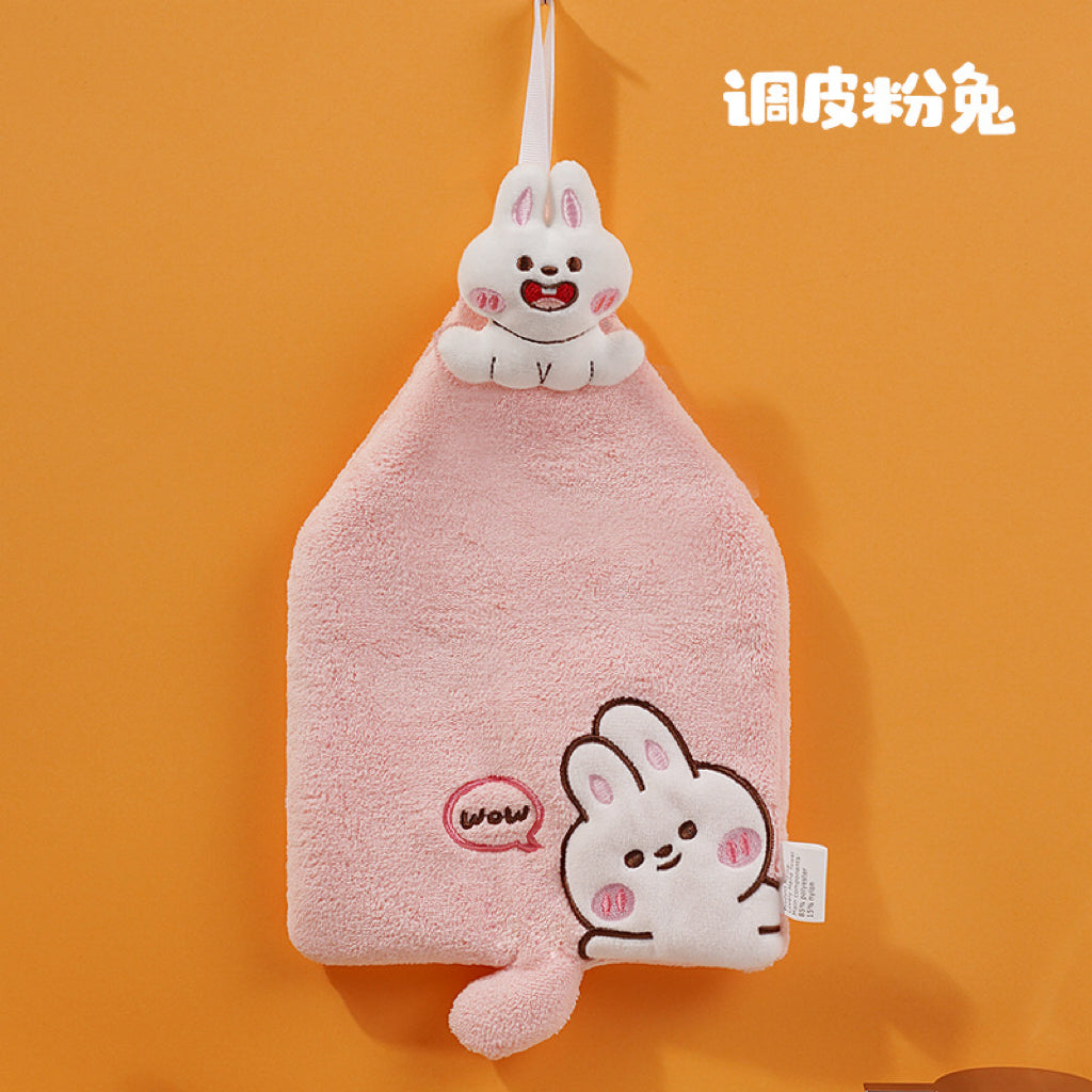 Mini Animal Squad Hanging Hand Towel | 6 Cute Designs, Compact Coral Fleece Gift
