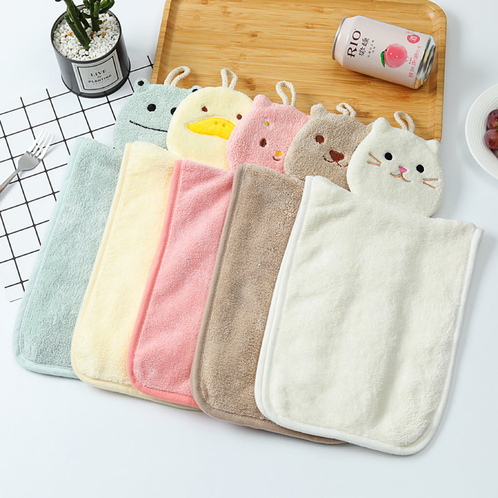 Classic Animal Hanging Hand Towel | Soft Coral Fleece, 5 Designs for Kids & Home