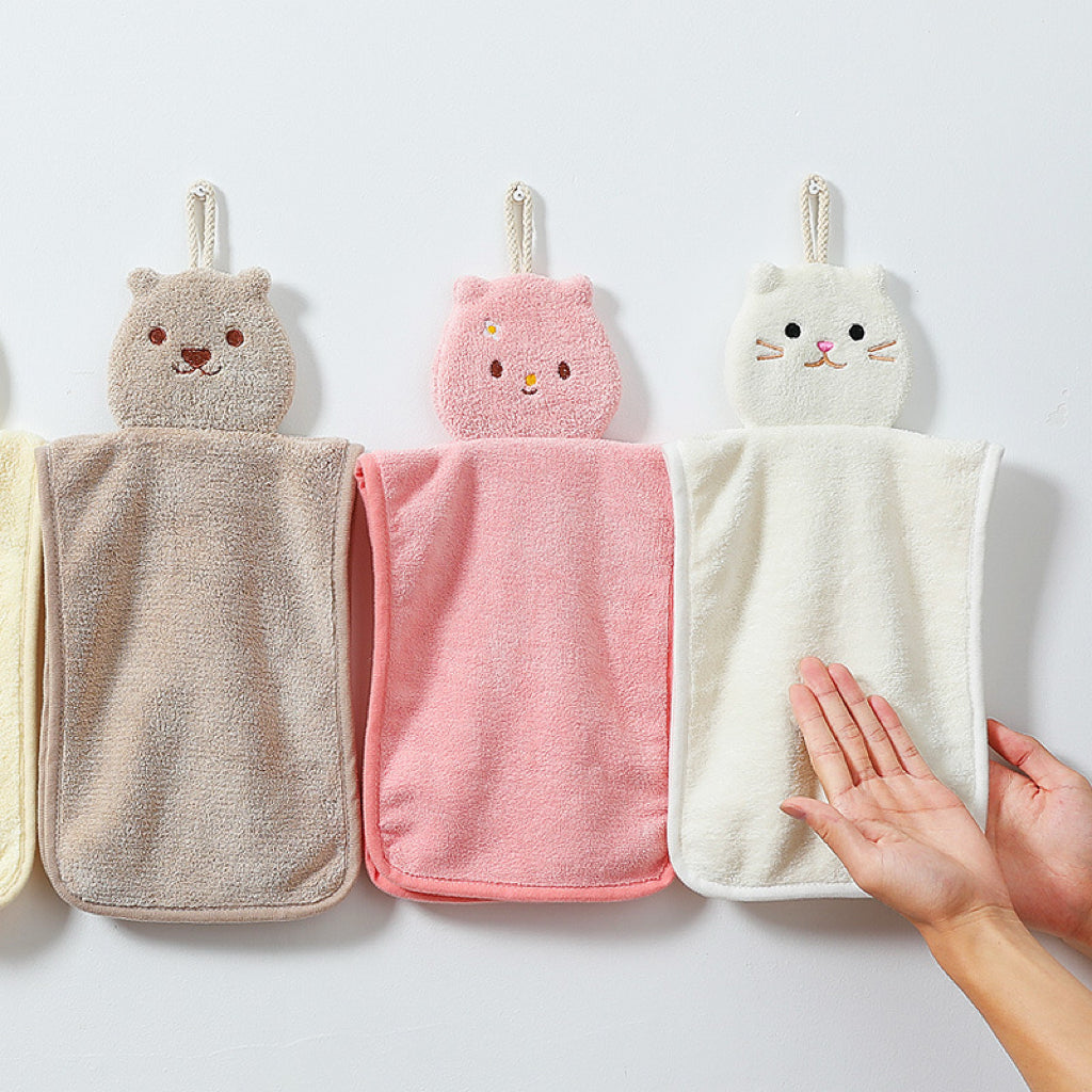 Classic Animal Hanging Hand Towel | Soft Coral Fleece, 5 Designs for Kids & Home