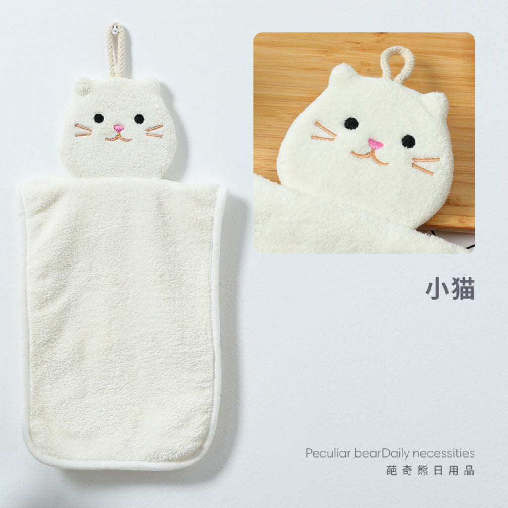 Classic Animal Hanging Hand Towel | Soft Coral Fleece, 5 Designs for Kids & Home