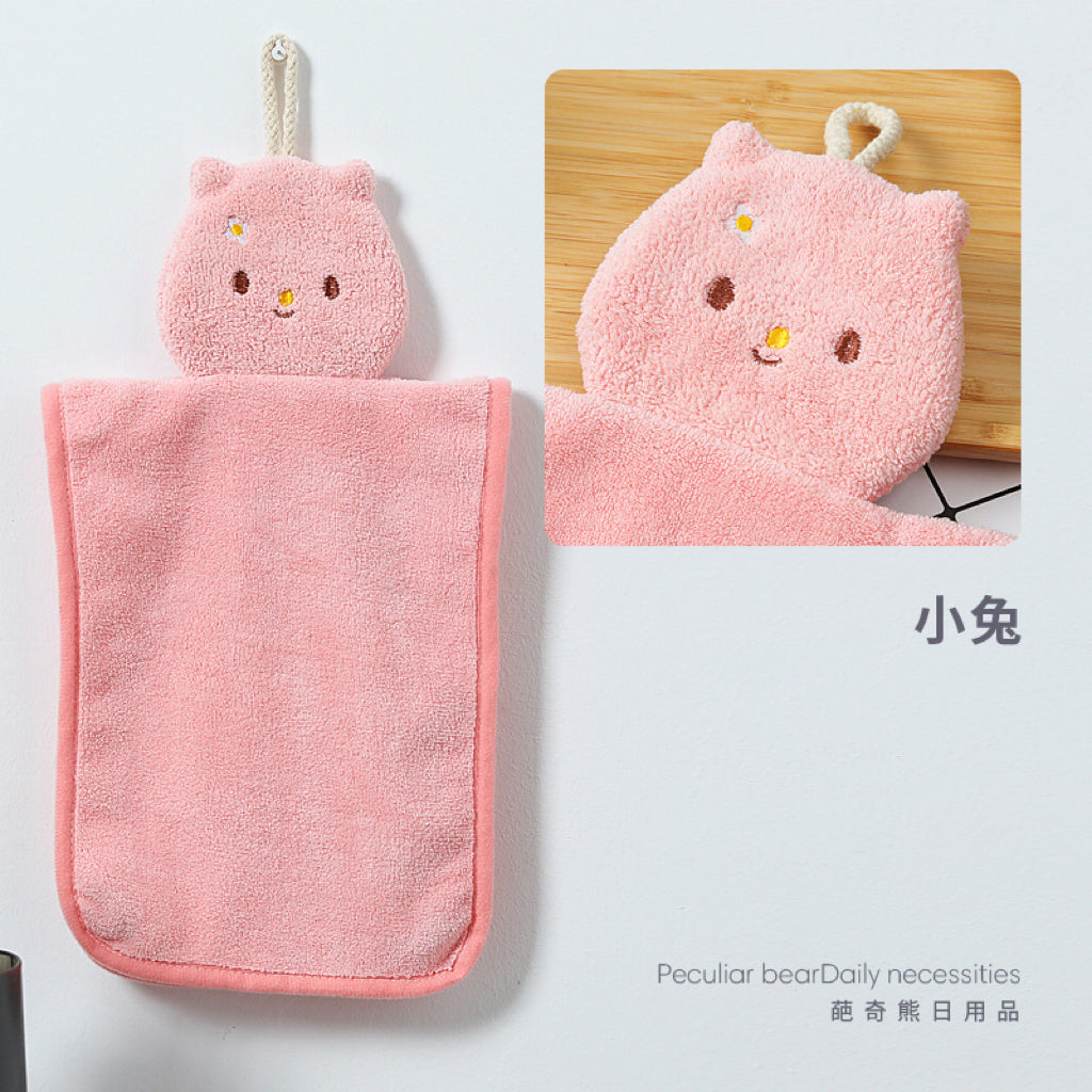 Classic Animal Hanging Hand Towel | Soft Coral Fleece, 5 Designs for Kids & Home