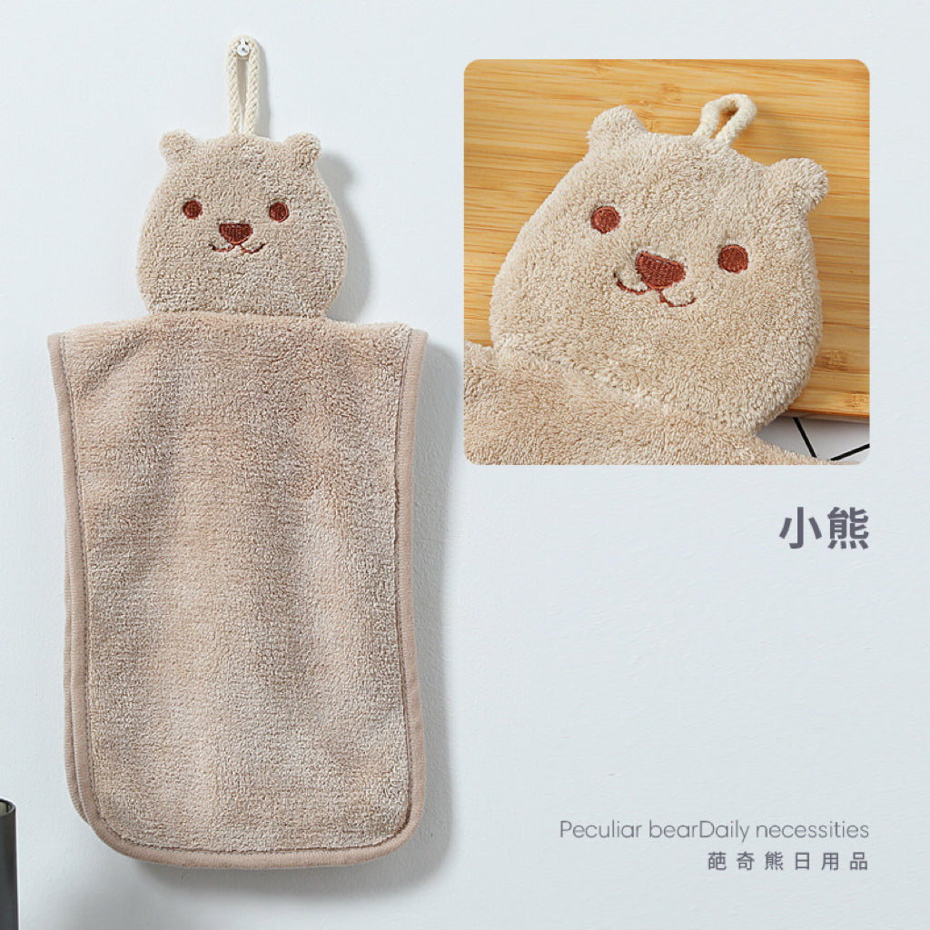 Classic Animal Hanging Hand Towel | Soft Coral Fleece, 5 Designs for Kids & Home