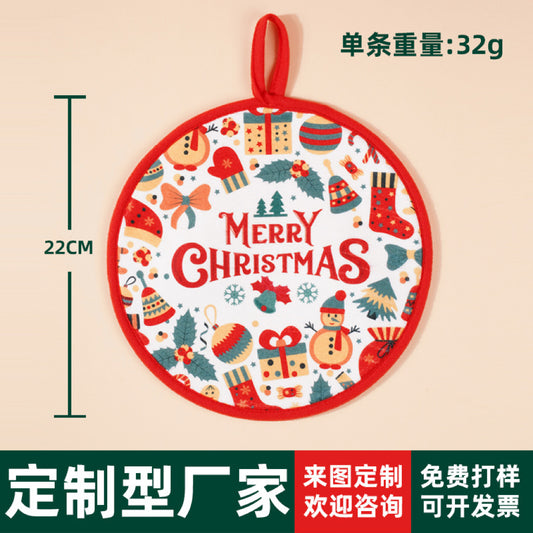 Round Christmas Hanging Hand Towel | Festive Print, Lightweight Holiday Decor & Gift