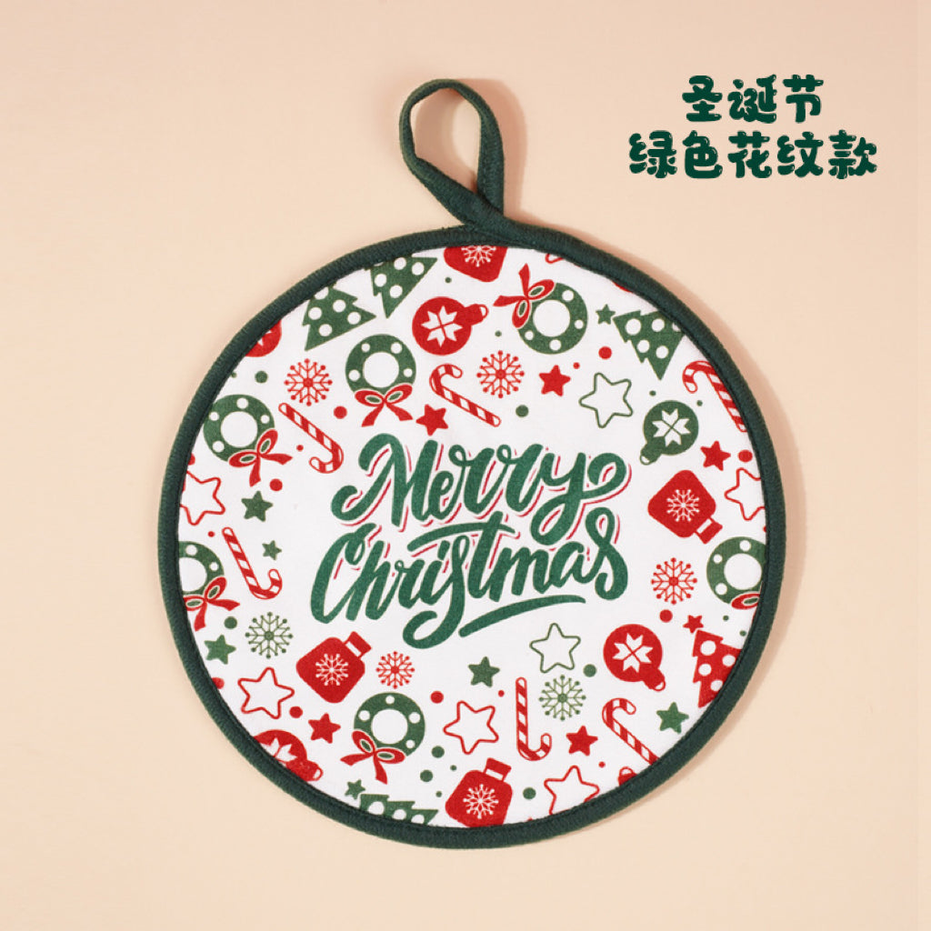 Round Christmas Hanging Hand Towel | Festive Print, Lightweight Holiday Decor & Gift