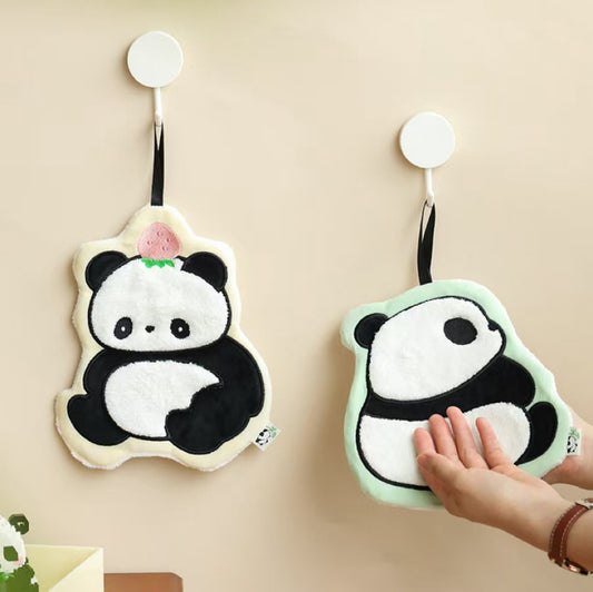 Giant Panda Hanging Hand Towel | Full-Body Embroidered Coral Fleece, China Icon Gift