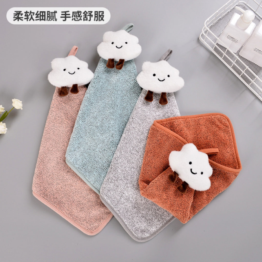 Bamboo Charcoal Cloud Hanging Hand Towel | Antibacterial, Ultra-Absorbent, 4 Colors