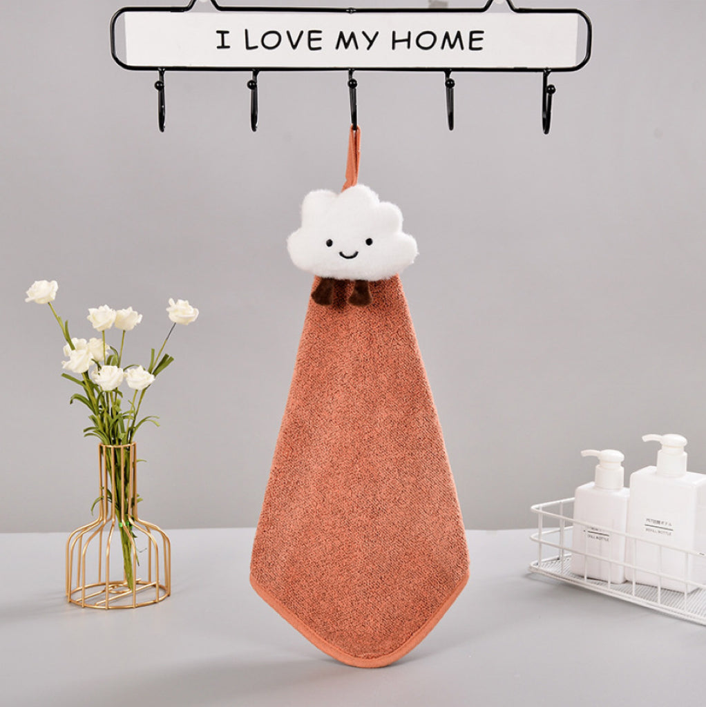 Bamboo Charcoal Cloud Hanging Hand Towel | Antibacterial, Ultra-Absorbent, 4 Colors