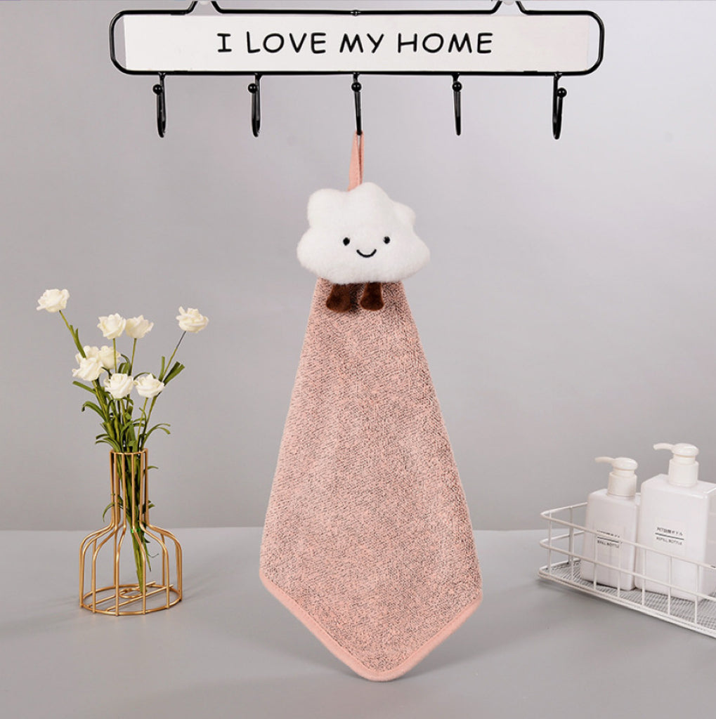 Bamboo Charcoal Cloud Hanging Hand Towel | Antibacterial, Ultra-Absorbent, 4 Colors