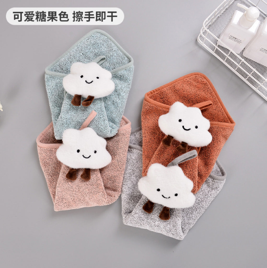 Bamboo Charcoal Cloud Hanging Hand Towel | Antibacterial, Ultra-Absorbent, 4 Colors