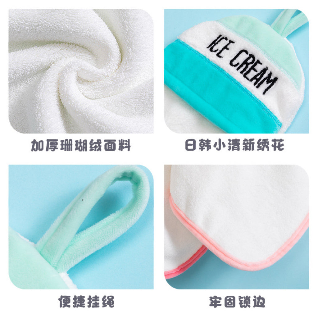 Ice Cream Hanging Hand Towel | Korean Aesthetic, Soft Coral Fleece, Sweet Home Gift