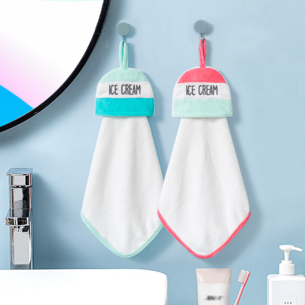 Ice Cream Hanging Hand Towel | Korean Aesthetic, Soft Coral Fleece, Sweet Home Gift