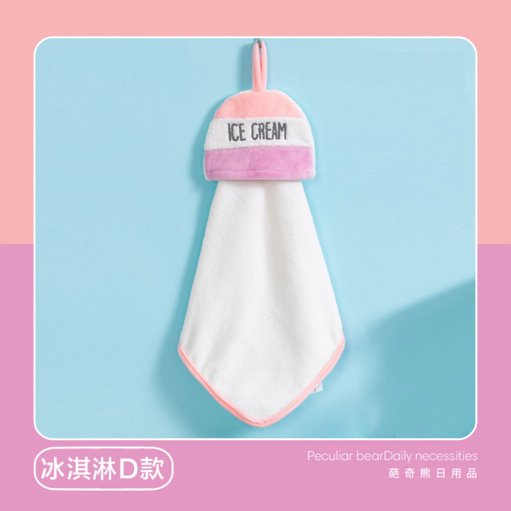 Ice Cream Hanging Hand Towel | Korean Aesthetic, Soft Coral Fleece, Sweet Home Gift