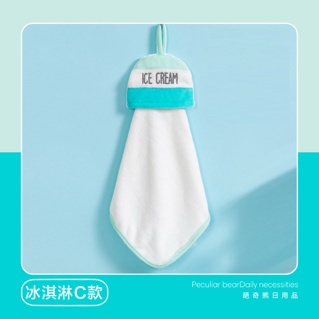 Ice Cream Hanging Hand Towel | Korean Aesthetic, Soft Coral Fleece, Sweet Home Gift