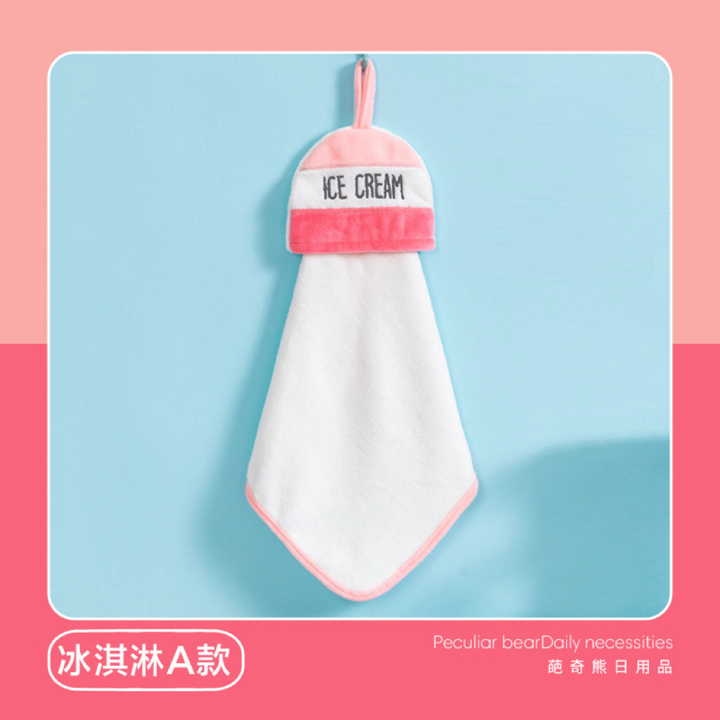 Ice Cream Hanging Hand Towel | Korean Aesthetic, Soft Coral Fleece, Sweet Home Gift