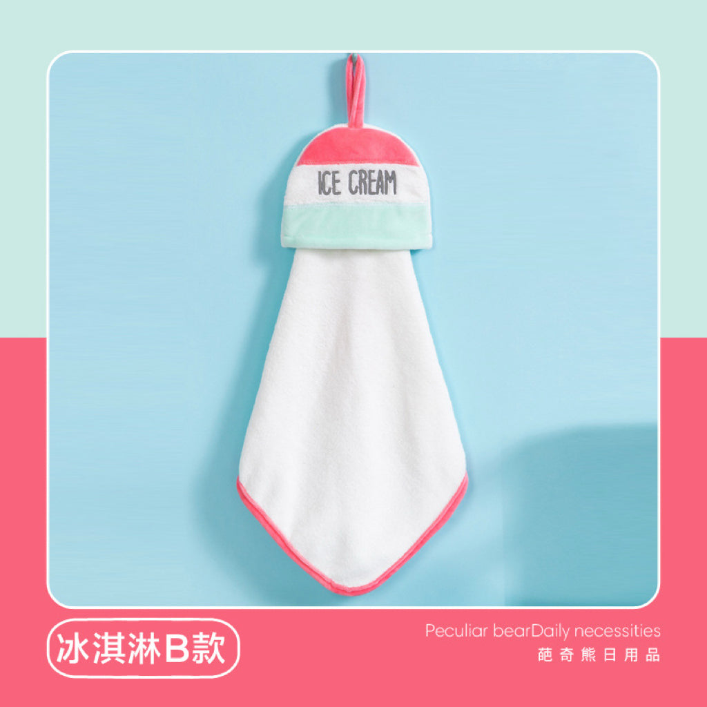 Ice Cream Hanging Hand Towel | Korean Aesthetic, Soft Coral Fleece, Sweet Home Gift