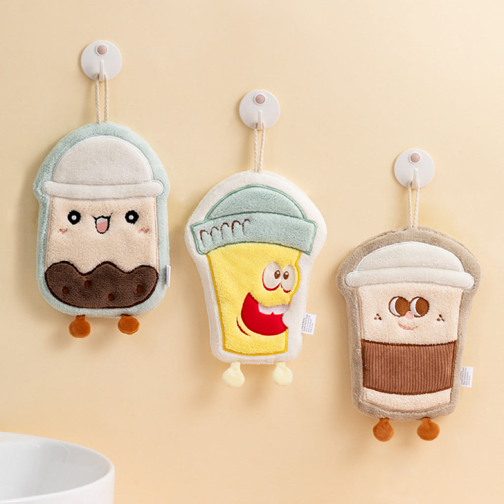 Cute Food & Drink Character Hanging Hand Towel | 3D Legs, Thick Coral Fleece, Foodie Gift