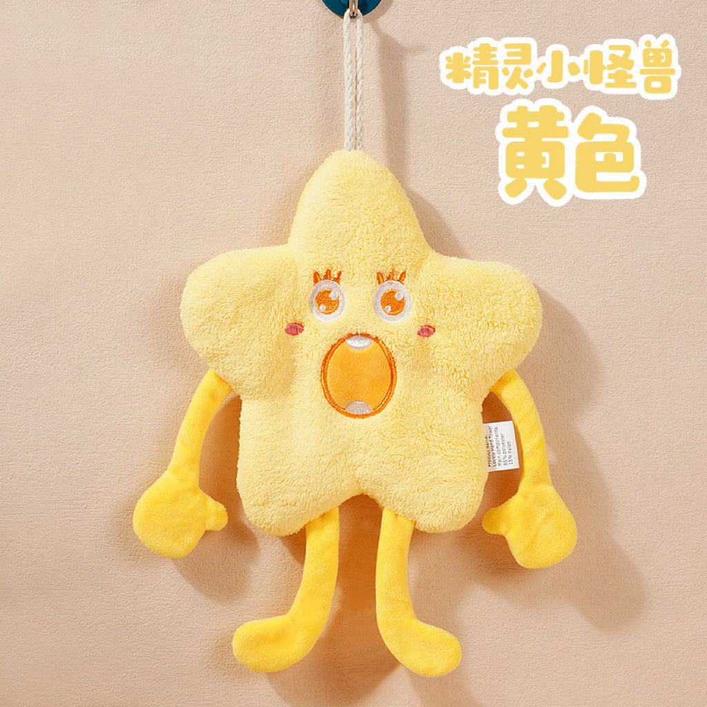 Monster Star Hanging Hand Towel | 3D Character, Thick Coral Fleece, Quirky Fun Gift