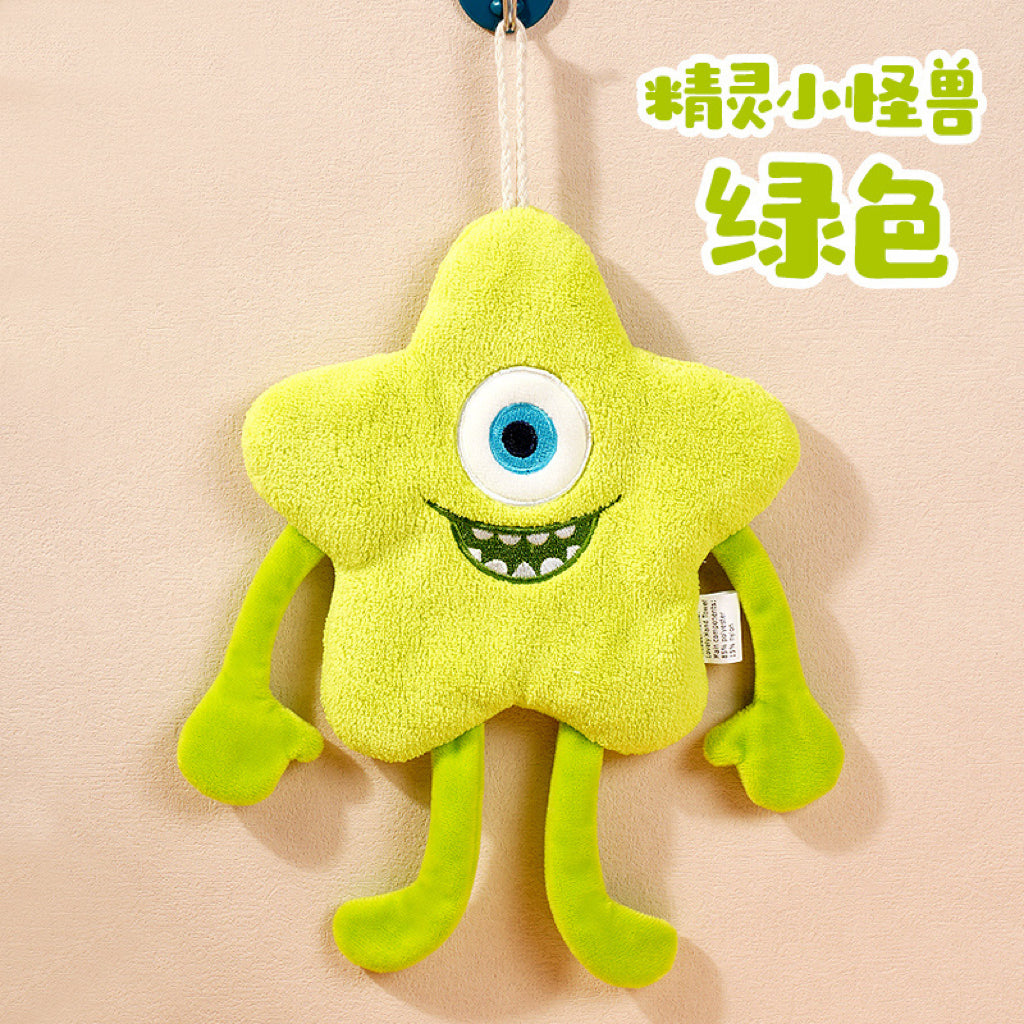 Monster Star Hanging Hand Towel | 3D Character, Thick Coral Fleece, Quirky Fun Gift