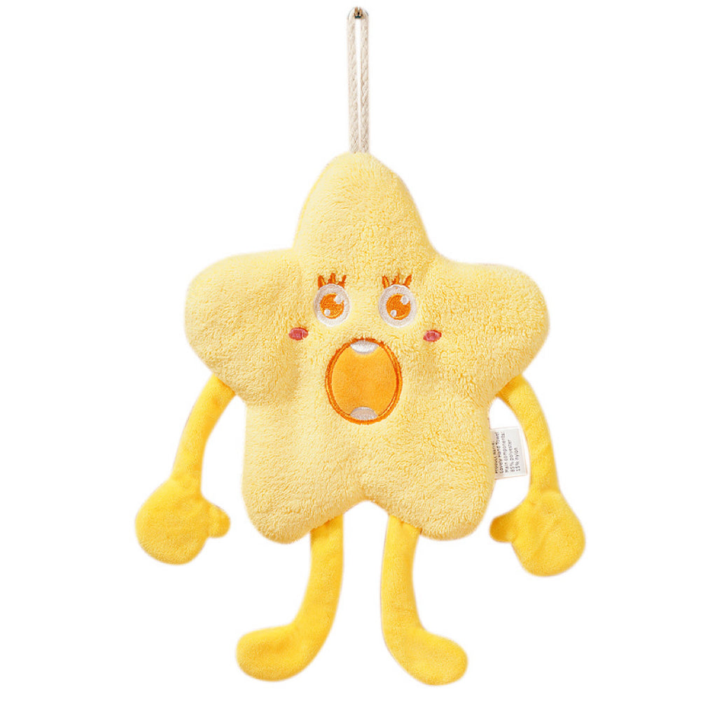 Monster Star Hanging Hand Towel | 3D Character, Thick Coral Fleece, Quirky Fun Gift