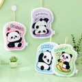 Panda Print Fluffy Border Hanging Hand Towel | 4 Colors, 19×24cm Thick Plush Edge