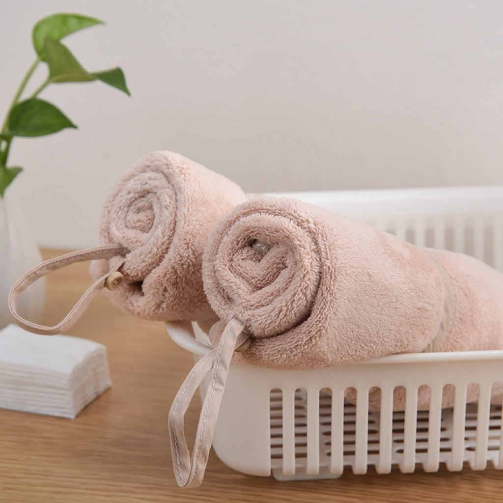 Cone-Shaped Hanging Hand Towel | 50cm Large, Satin Trim, Premium Coral Fleece Home Decor