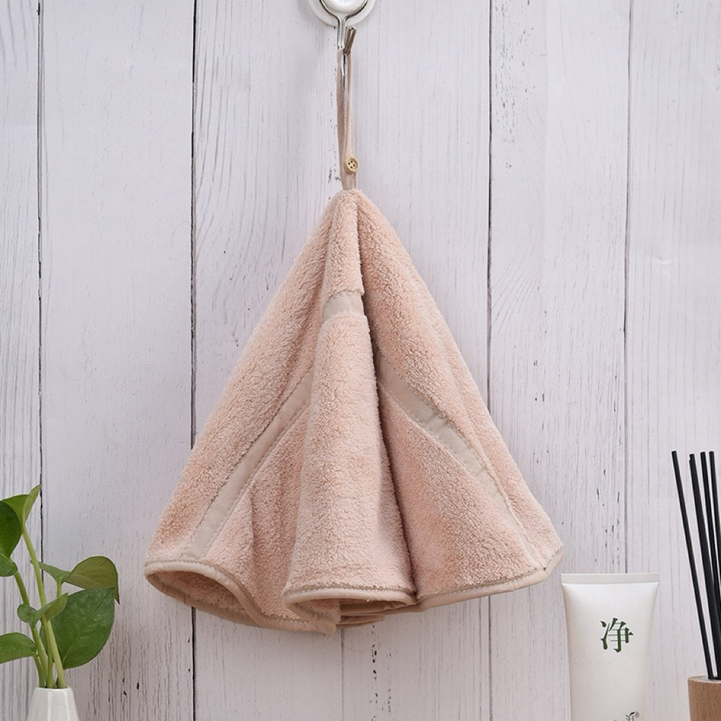 Cone-Shaped Hanging Hand Towel | 50cm Large, Satin Trim, Premium Coral Fleece Home Decor