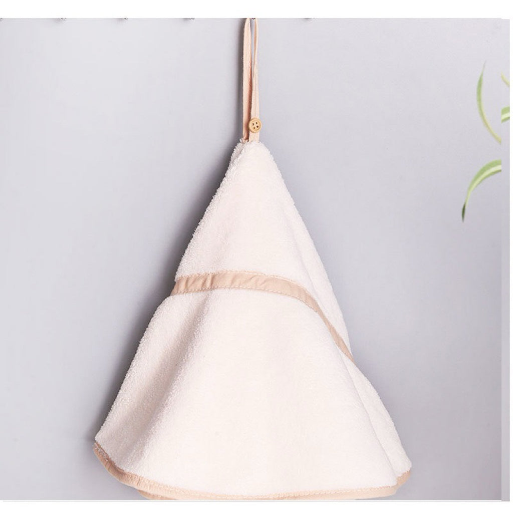 Cone-Shaped Hanging Hand Towel | 50cm Large, Satin Trim, Premium Coral Fleece Home Decor