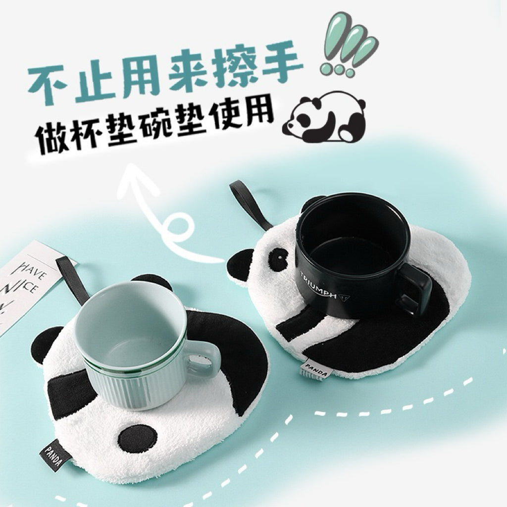 Double-Sided Panda Plush Hand Towel & Coaster | Front Face + Back Butt, 2-in-1 Panda Gift