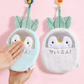 Daikon Penguin Hanging Hand Towel | Japanese "だいこん" Style, 4 Colors, Double-Layer Coral Fleece