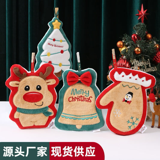 3D Christmas Character Shaped Hanging Hand Towel | 6 Designs, Premium Embroidery, Festive Gift Set