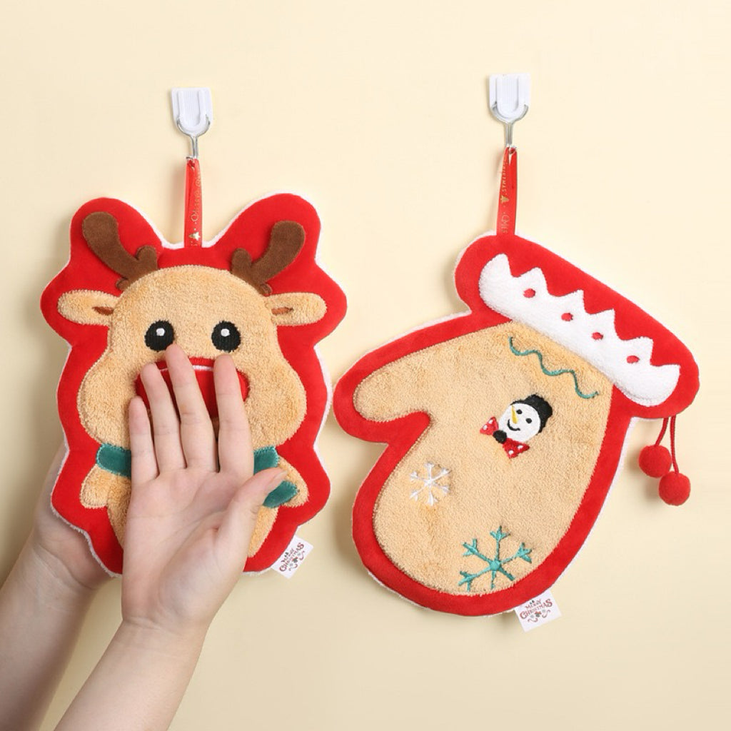 3D Christmas Character Shaped Hanging Hand Towel | 6 Designs, Premium Embroidery, Festive Gift Set