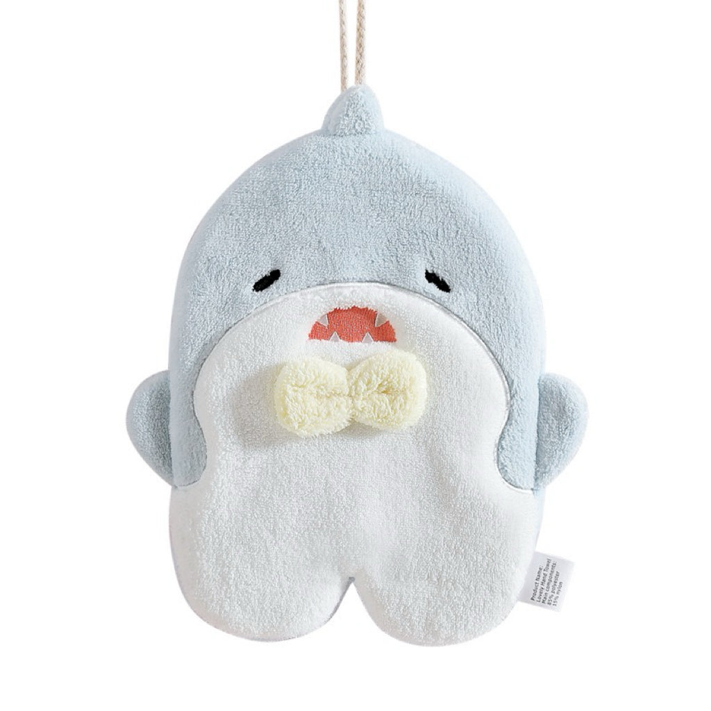 Hands-In Plush Animal Hanging Hand Towel | 4 Characters, 3D Pompom, Interactive Drying Fun