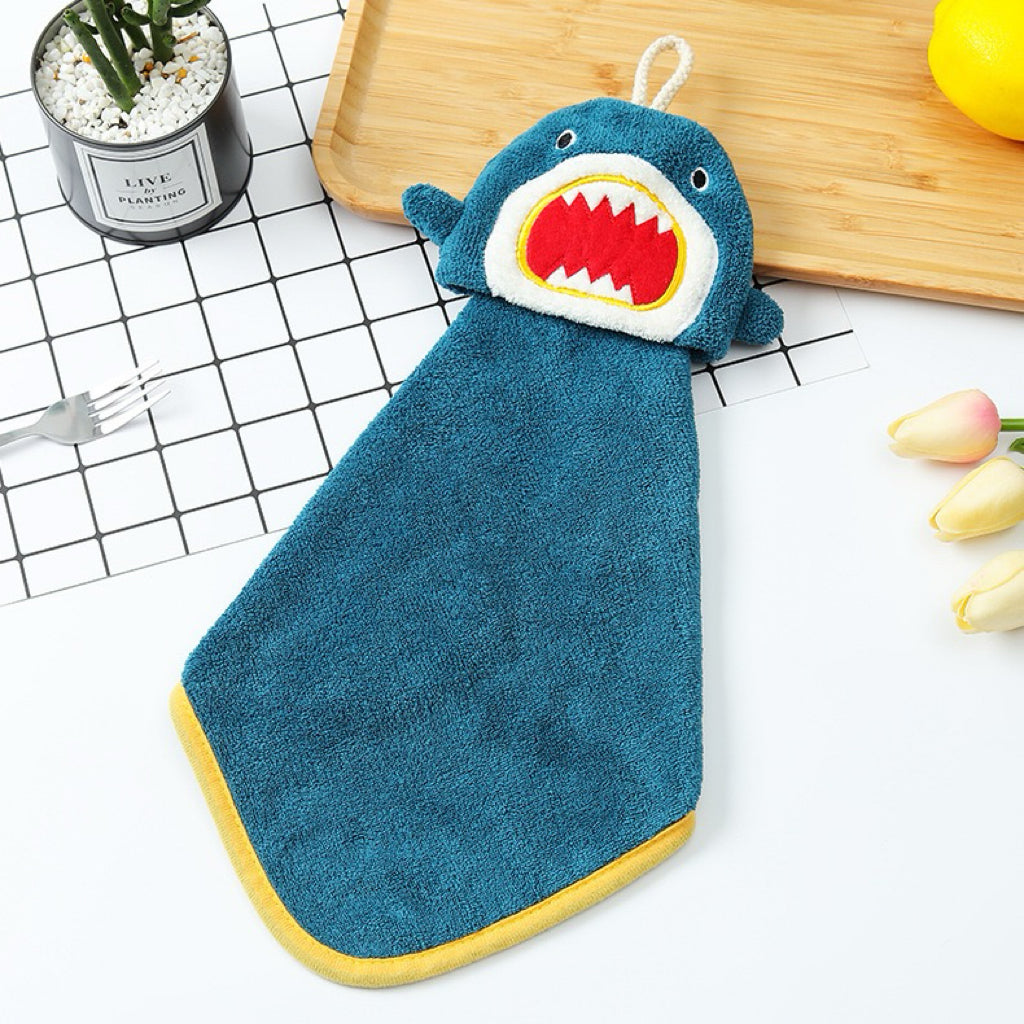 Shark Bite Hanging Hand Towel | 3D Open Mouth, Thick Coral Fleece, Bold Kids Gift