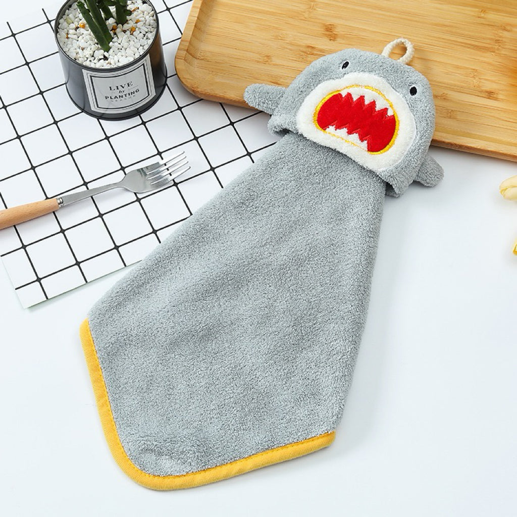 Shark Bite Hanging Hand Towel | 3D Open Mouth, Thick Coral Fleece, Bold Kids Gift