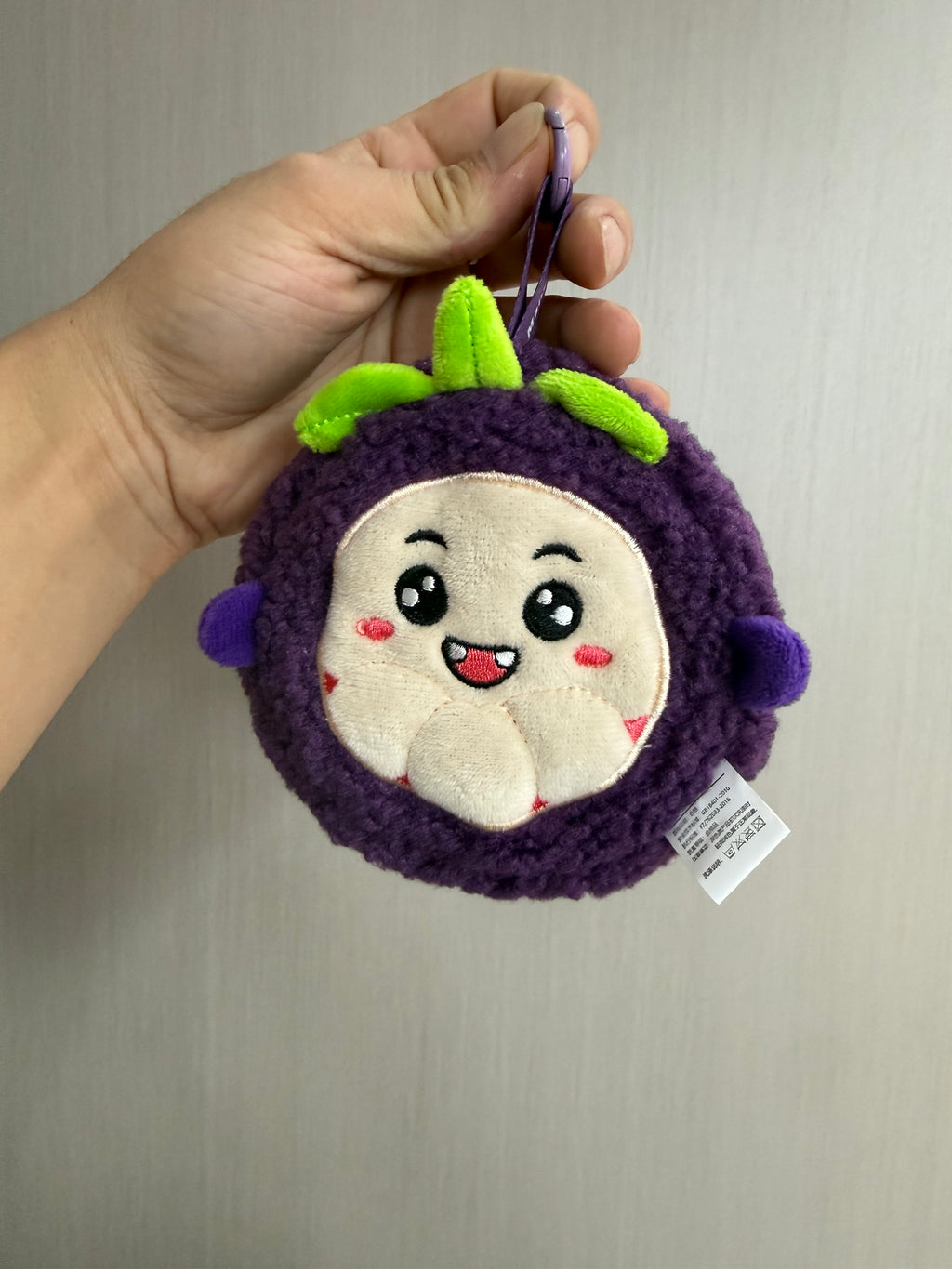 Tropical Fruit Face Plush Coin Purse & Bag Charm | 4 Exotic Fruits, Fluffy Sherpa, Clip-On