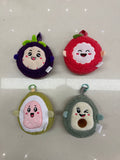 Tropical Fruit Face Plush Coin Purse & Bag Charm | 4 Exotic Fruits, Fluffy Sherpa, Clip-On