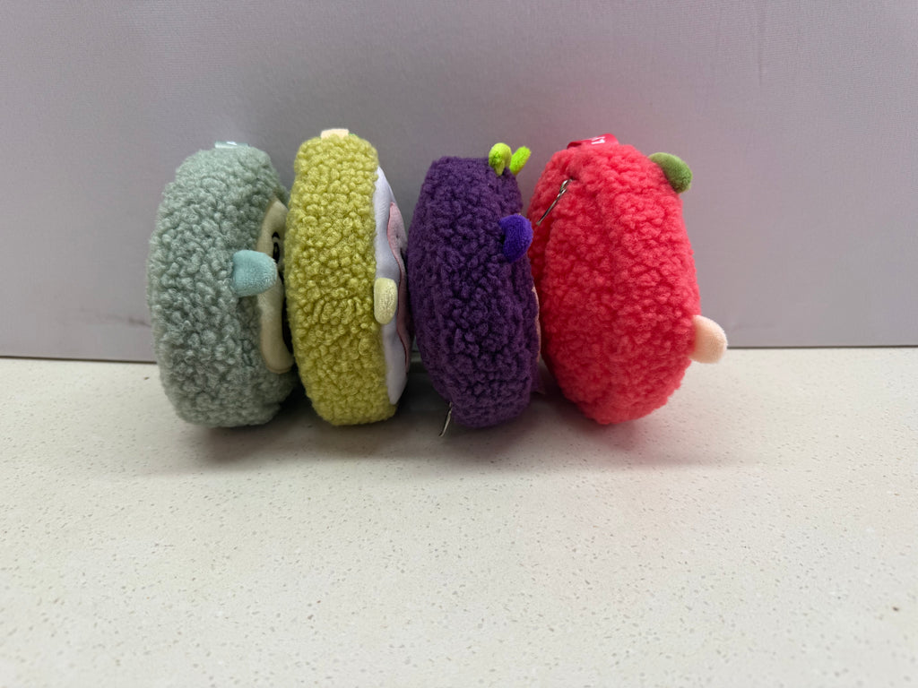 Tropical Fruit Face Plush Coin Purse & Bag Charm | 4 Exotic Fruits, Fluffy Sherpa, Clip-On