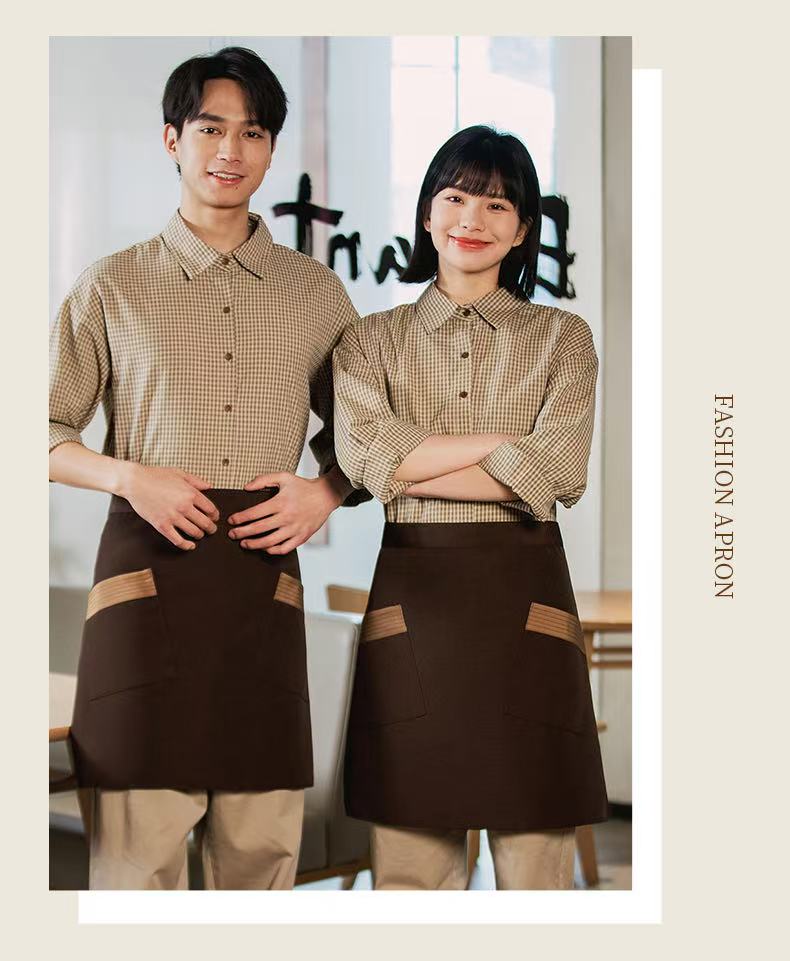Fashion Waterproof Half Apron | Color-Block Waist Apron for Restaurant & Café Staff