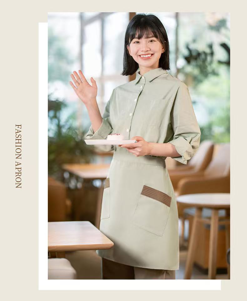 Fashion Waterproof Half Apron | Color-Block Waist Apron for Restaurant & Café Staff