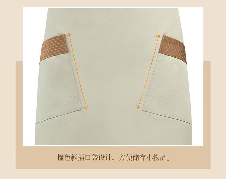 Fashion Waterproof Half Apron | Color-Block Waist Apron for Restaurant & Café Staff