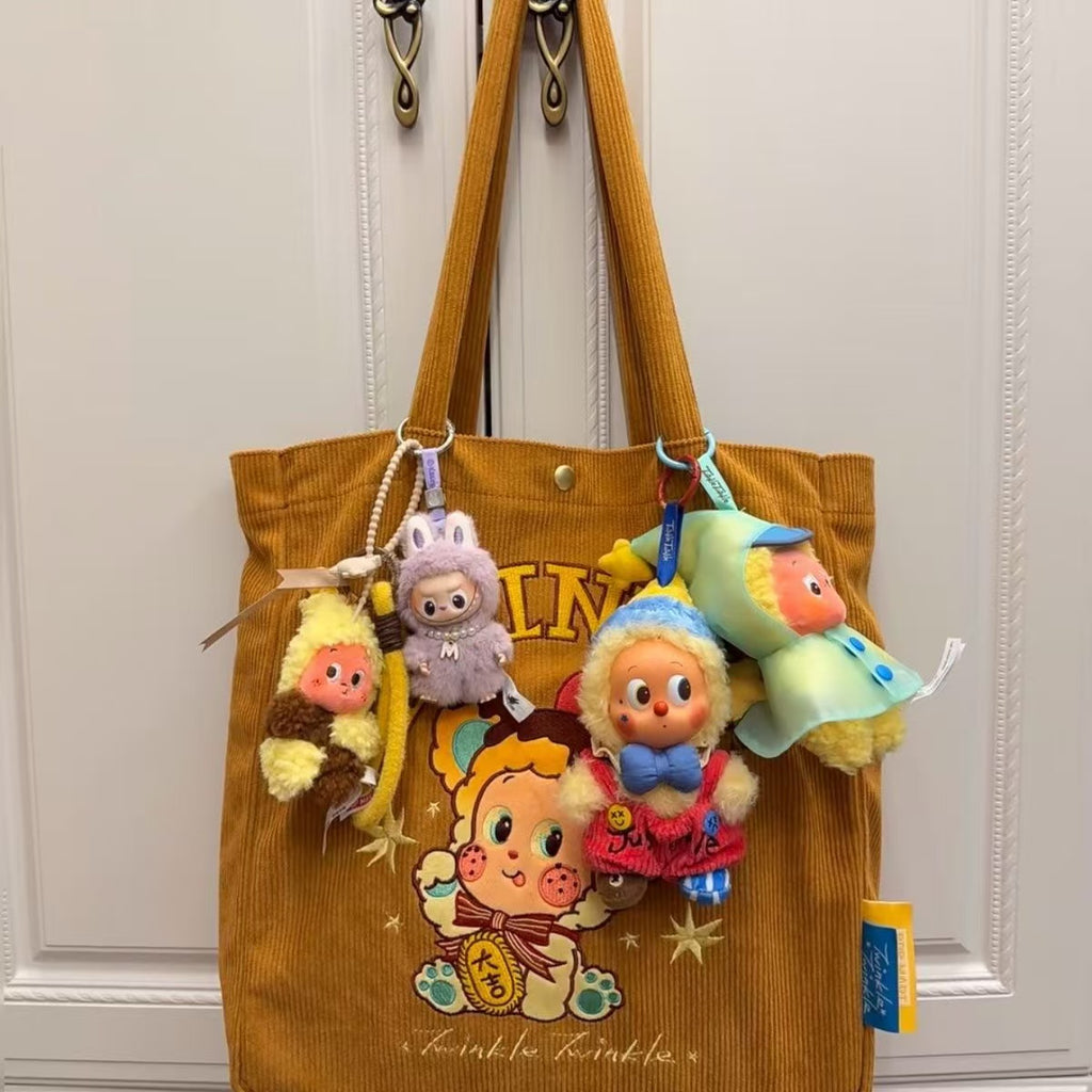 Kawaii Twinkle Twinkle Corduroy Tote Bag – Cartoon Embroidery Shoulder Bag