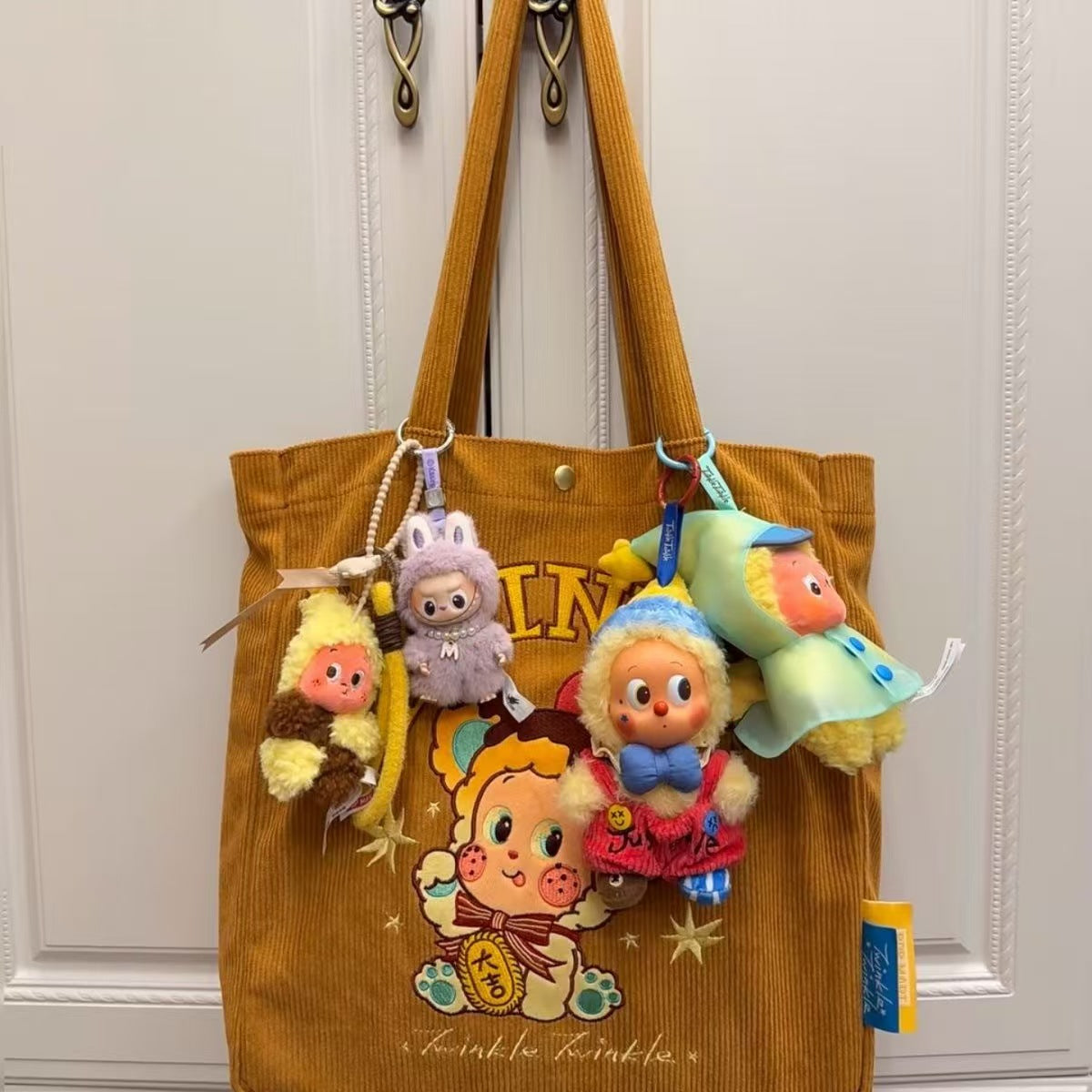 Kawaii Twinkle Twinkle Corduroy Tote Bag – Cartoon Embroidery Shoulder Bag