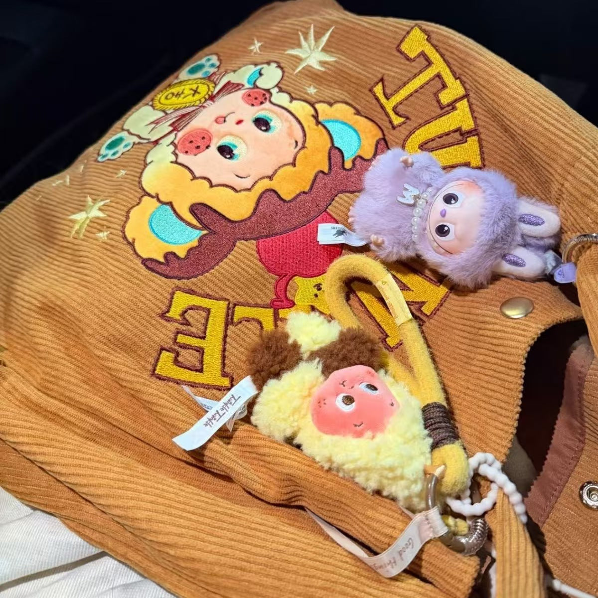 Kawaii Twinkle Twinkle Corduroy Tote Bag – Cartoon Embroidery Shoulder Bag